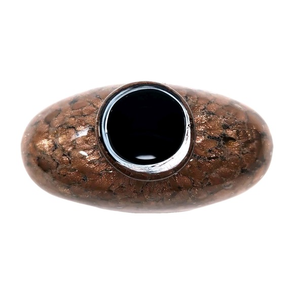 Dale Tiffany Hand Blown Art Glass Vase Brown Copper Gold Speckle Sparkle Oval 5" - Picture 5 of 8